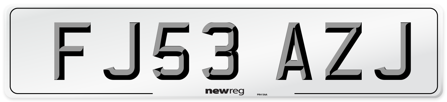 FJ53 AZJ Number Plate from New Reg